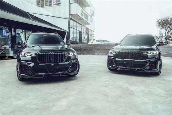 BMW X7 탄소섬유 보디 키트 X7 업그레이드 된 FD 스타일 탄소섬유 전면 껍데기 확산 스포일러 상단 날개 보디 키트
