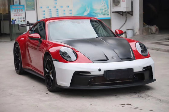 포르쉐911 992 992 업그레이드된 GT3 스타일 앞뒤 배머 사이드 스커트 스포일러 후드 보디 키트