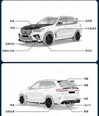 BMW X5M F95 탄소섬유 시체 키트 X5M F95 업그레이드 된 LD 스타일 앞 껍데기 디퓨저 스포일러 시체 키트