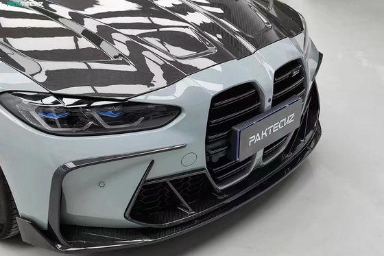 BMW G80 G82M3 M4 탄소섬유 보디 키트 G80 G82M3 M4 업그레이드 된 Paktechz 스타일 앞 입술 확산 스포일러 후드