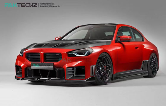 BMW M2 G87 탄소 섬유 보디 키트 M2 업그레이드된 Paktechz 스타일 탄소 섬유 앞 입술 확산 스포일러 후드