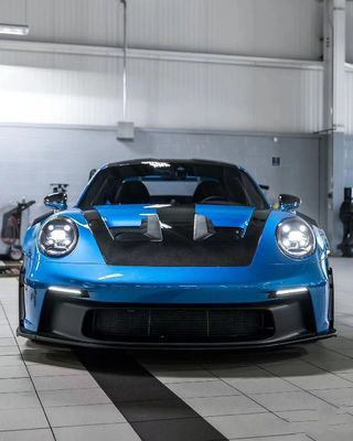 푸른 포르쉐 바디 키트 992 GT3RS 스타일 건조 탄소 섬유 후드