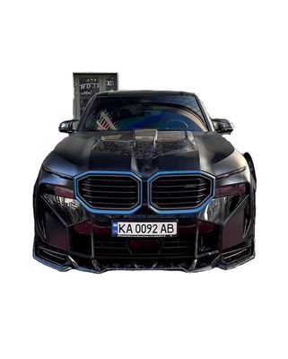 XM BMW 와이드 보디 키트 탄소 섬유 앞 입술 스포일러 검은 BMW 사이드 스커트 바퀴 아치