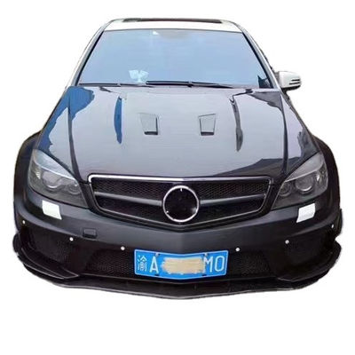 메르세데스 W204 C63 카시 키트 W204 업그레이드 된 블랙 시리즈 스타일 앞뒤 배머 후드 와이드 보디 키트